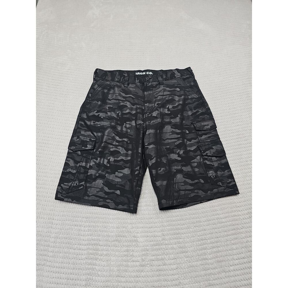 Iron Co Shorts Mens 34 Cargo Black Camoflauge Performance